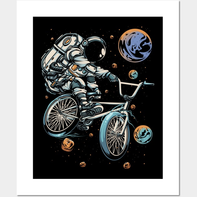 Astronaut BMX Bike Tricks Wall Art by theprettyletters